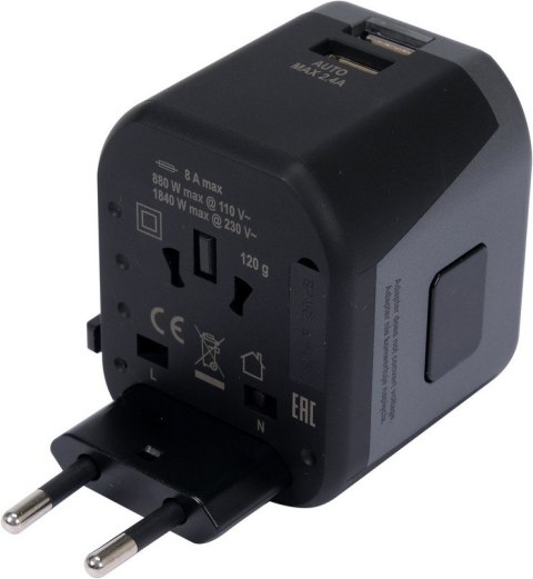 ADAPTER PODRÓŻNY UNIW. 2XUSB 12W