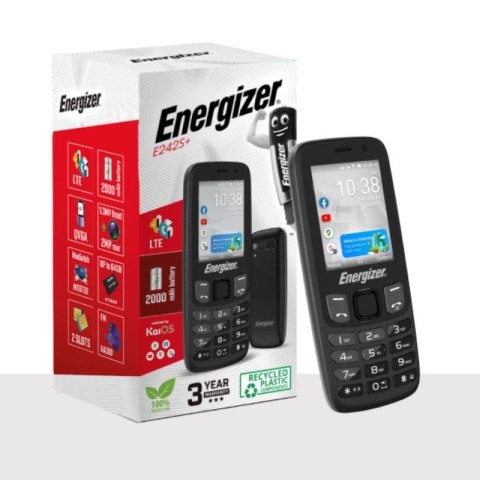 Energizer E242S+ - Telefon 512MB RAM 4GB 2,4" 4G LTE Dual SIM EU (Czarny)