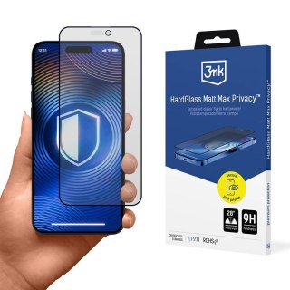 3mk HardGlass Matt Max Privacy - Matowe szkło hartowane z filtrem prywatyzującym do iPhone 16 / iPhone 15