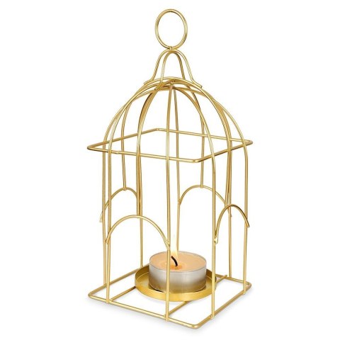 Lampion świecznik na świeczkę tealight metalowy złoty klatka dla ptaków Lampion świecznik na świeczkę tealight metalowy złoty klatka dla ptaków