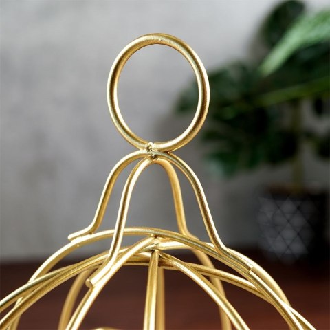 Lampion świecznik na świeczkę tealight metalowy złoty klatka dla ptaków Lampion świecznik na świeczkę tealight metalowy złoty klatka dla ptaków