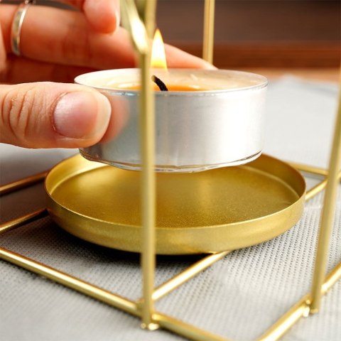 Lampion świecznik na świeczkę tealight metalowy złoty klatka dla ptaków Lampion świecznik na świeczkę tealight metalowy złoty klatka dla ptaków