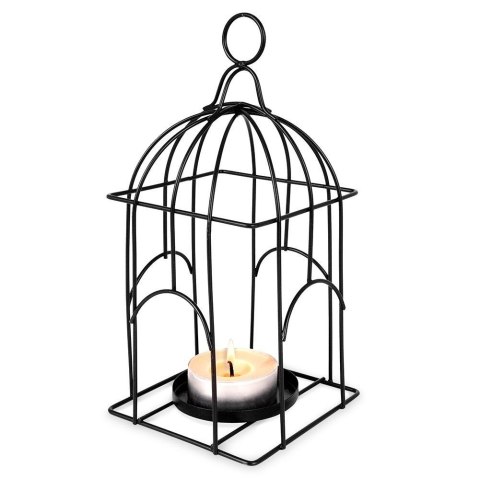 Lampion świecznik na świeczki tealight metalowy czarny klatka dla ptaków Lampion świecznik na świeczki tealight metalowy czarny klatka dla ptaków