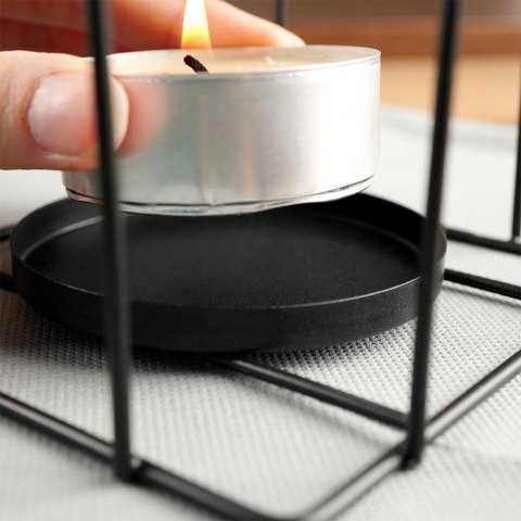Lampion świecznik na świeczki tealight metalowy czarny klatka dla ptaków Lampion świecznik na świeczki tealight metalowy czarny klatka dla ptaków