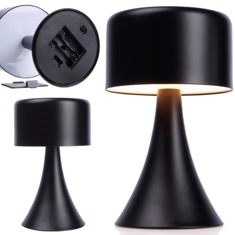 Lampka nocna LED metalowa czarna bezprzewodowa 20,5 cm