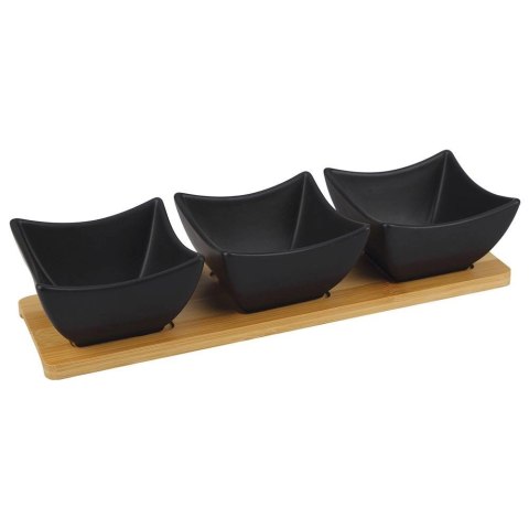 Miseczki na przekąski porcelanowe czarne BLACK 31,5 cm 4 el.