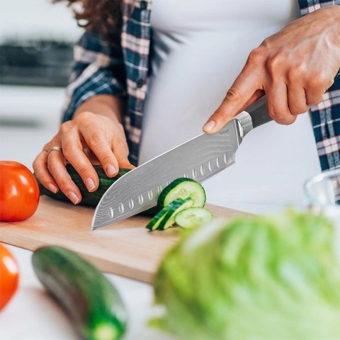 Nóż Santoku stalowy DAMASCUS 31 cm