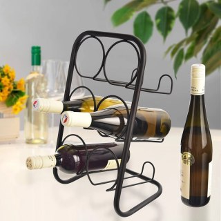 Stojak na wino metalowy czarny 6 butelek 22,5x39 cm