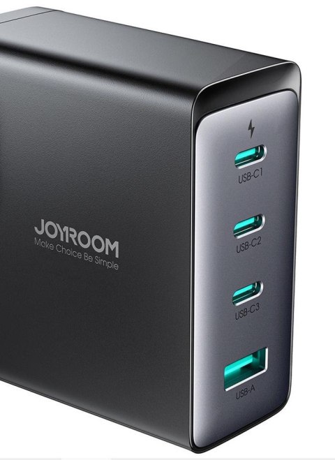 Ładowarka sieciowa Joyroom GaN Ultra JR-TCG05EU 140W PD 3.0 QC 3.0 3x USB-C 1x USB-A czarna + kabel JOYROOM