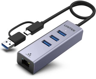 Unitek Hub USB C 4w1 Ethernet 3 x USB A 5 Gbps z adapterem USB A UNITEK