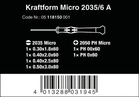 ZESTAW WKRĘTAKÓW KRAFTFORM MICRO 6SZT.