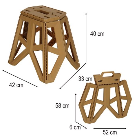 Taboret Składany Krzesełko Turystyczne Czarne Kempingowe Przenośne 39,5cm khaki