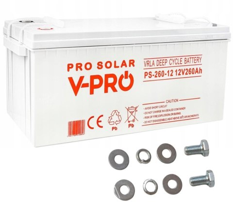 AKUMULATOR VOLT POLSKA DEEP CYCLE VPRO SOLAR 12V 260AH VRLA BEZOBSŁUGOWY VOLT POLSKA