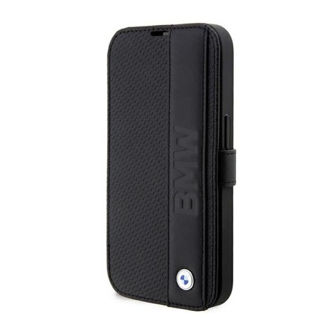 BMW Booktype Leather Textured & Stripe - Etui iPhone 14 Pro (czarny)