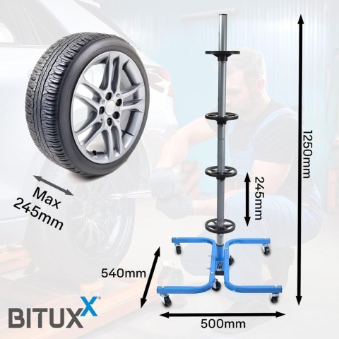 Stalowy stojak na 4 koła opony do 150kg 245mm Bituxx Stalowy stojak na 4 koła opony do 150kg 245mm Bituxx
