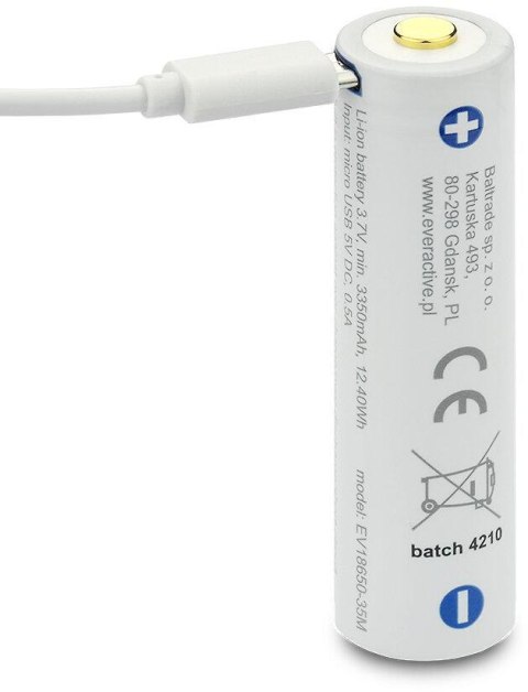 Akumulator 18650 Li-Ion 3,7V everActive 3500mAh (1 szt.) micro-USB z zabezpieczeniem EVERACTIVE