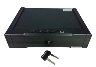 Sejf meblowy z zamkiem elektronicznym i biometrycznym kompaktowy czarny Bituxx
