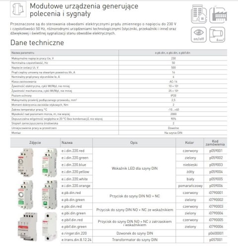 LAMPKA SYGNALIZACYJNA NA SZYNĘ DIN E.I.DIN.220 ZIELONA LAMPKA SYGNALIZACYJNA NA SZYNĘ DIN E.I.DIN.220 ZIELONA