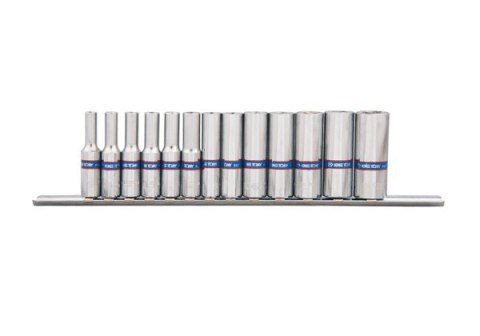 ZESTAW NASADEK 1/4'' DŁUGIE 4-14MM 6-KĄT 13CZ. SZYNA