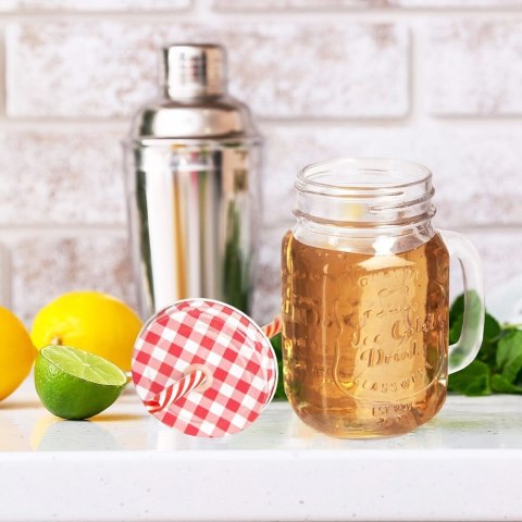 Słoik z uchem ze słomką kubek szklanka 450 ml