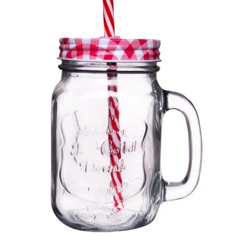 Słoik z uchem ze słomką kubek szklanka 450 ml