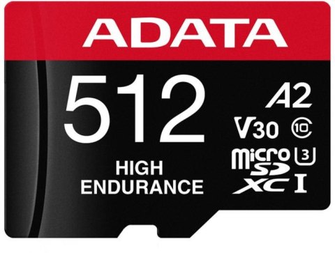 Adata Karta microSD High Endurance 512GB UHS1 U3 V30 A2 100/85MB/s + Adapter ADATA Adata Karta microSD High Endurance 512GB UHS1 U3 V30 A2 100/85MB/s + Adapter ADATA