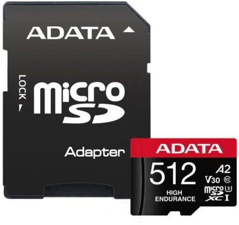 Adata Karta microSD High Endurance 512GB UHS1 U3 V30 A2 100/85MB/s + Adapter ADATA Adata Karta microSD High Endurance 512GB UHS1 U3 V30 A2 100/85MB/s + Adapter ADATA