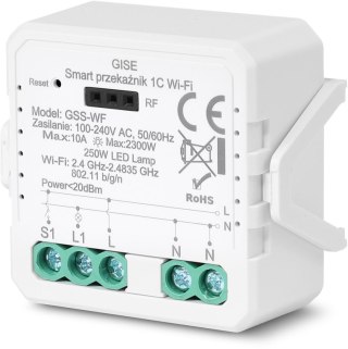 GISE Smart Pojedynczy moduł przekaźnikowy WiFi | Tuya | GSS-WF GISE