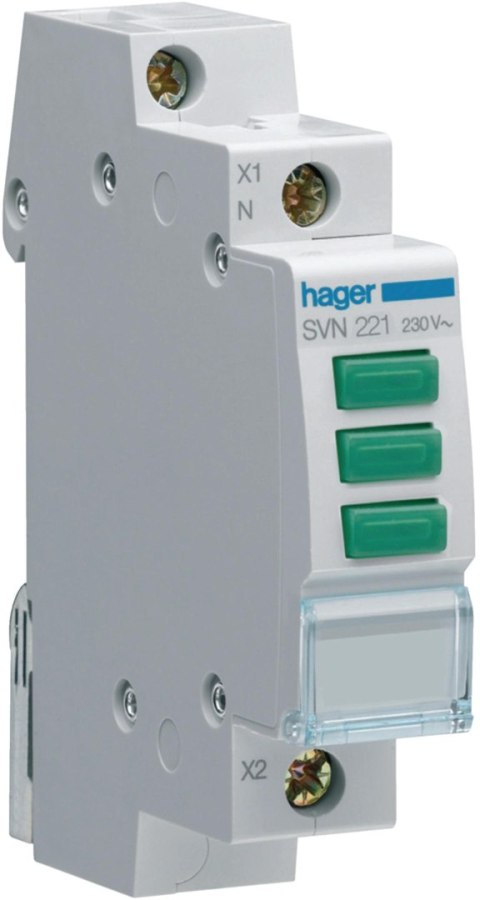 Lampka sygnalizacyjna, 230V AC, 3 x Zielony LED HAGER SVN221 HAGER