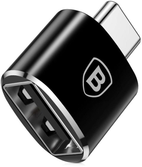 Adapter / przejściówka z USB-A (żeński) na USB-C (męski), Baseus Mini, czarny BASEUS