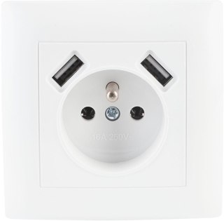 Gniazdo pojedyncze z uziemieniem z USB VCX LC 13A Biały VCX