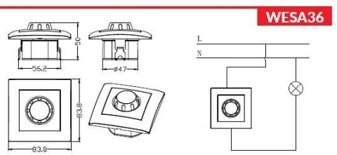 Ściemniacz obrotowy LED 200/600W VCX LC 36A Biały VCX