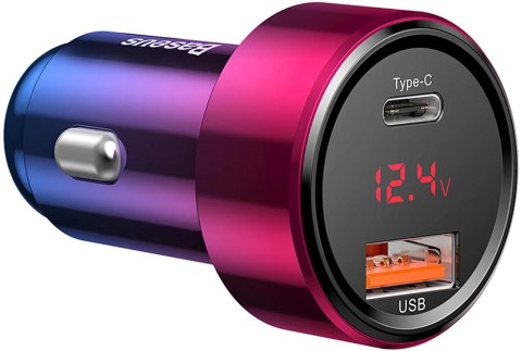 Ładowarka samochodowa Baseus Magic Series PPS USB-C/USB-A 45W różowo-niebieska BASEUS