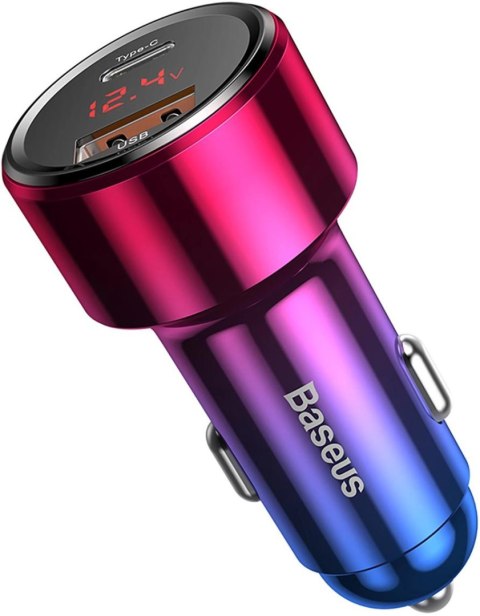 Ładowarka samochodowa Baseus Magic Series PPS USB-C/USB-A 45W różowo-niebieska BASEUS