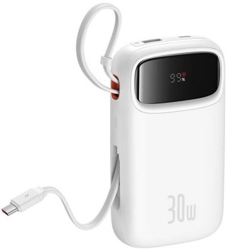Powerbank Baseus QPow 2 10000mAh 30W z 2 wbudowanymi kablami USB-C - biały BASEUS