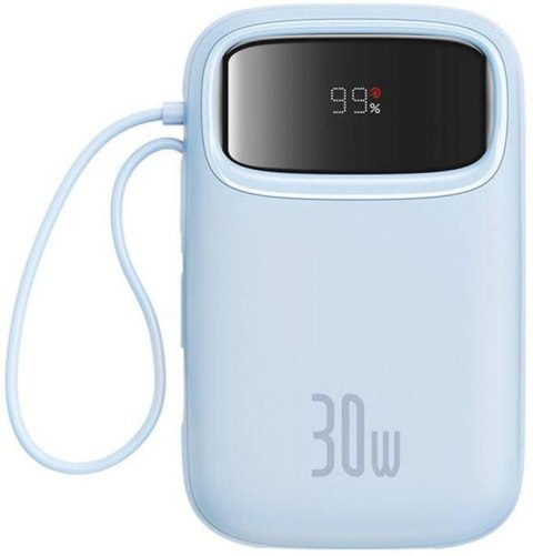 Powerbank Baseus QPow 2 10000mAh 30W z 2 wbudowanymi kablami USB-C - niebieski BASEUS