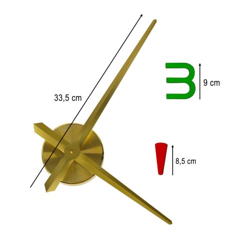 Zegar ścienny naklejany 4 cyfry 80-90 cm złote wskazówki kolorowy