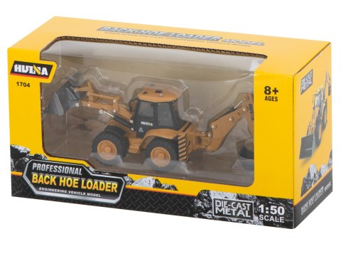 Koparka ładowarka metalowa z ruchomymi łyżkami Die-Cast H-toys 1704 1:50