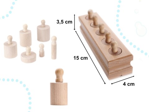 Odważniki cylindry drewniane sorter montessori