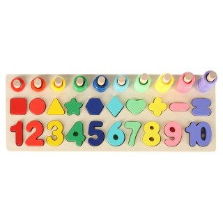 Liczydło drewniane sorter cyfry montessori 3w1 13x36cm