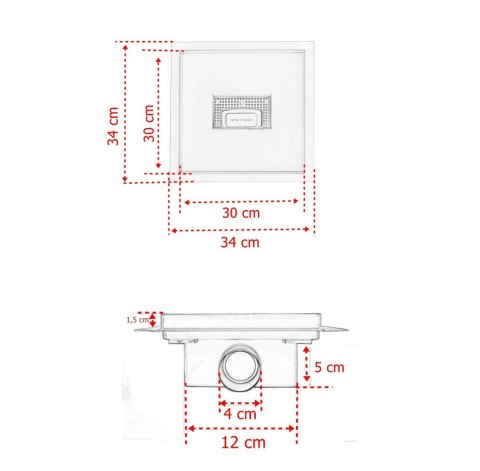 Odpływ kwadratowy krata ściekowa prysznicowa 30x30