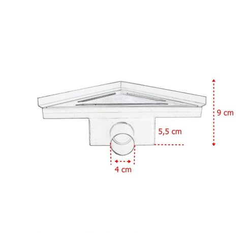 Odpływ trójkątny Ściek wodny prysznicowy 20x20