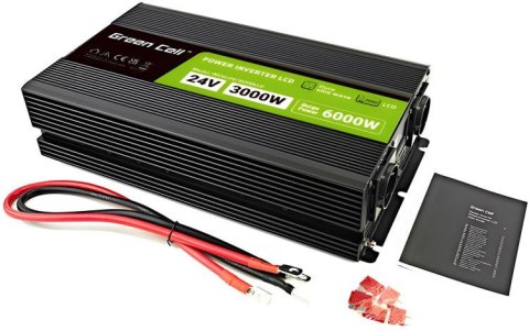 PRZETWORNICA NAPIĘCIA Green Cell PowerInverter LCD 24V / 230V 3000/6000W CZYSTA SINUSOIDA