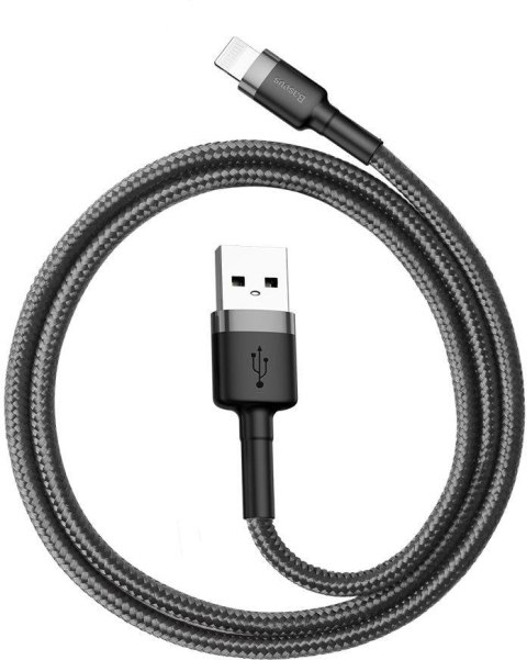 KABEL USB-A / Lightning iPhone Baseus Cafule CALKLF-AG1 50cm Apple 2.4A CZARNO-SZARY W OPLOCIE