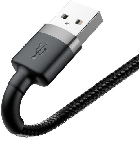 KABEL USB-A / Lightning iPhone Baseus Cafule CALKLF-BG1 100cm Apple 2.4A CZARNO-SZARY W OPLOCIE