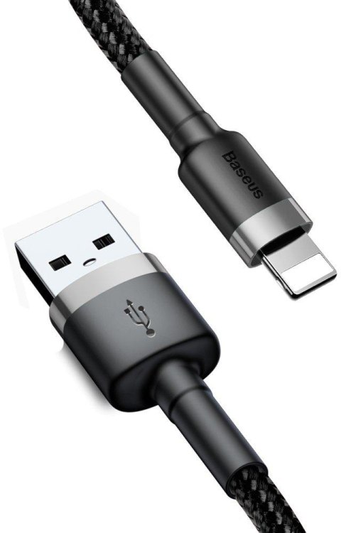 KABEL USB-A / Lightning iPhone Baseus Cafule CALKLF-BG1 100cm Apple 2.4A CZARNO-SZARY W OPLOCIE