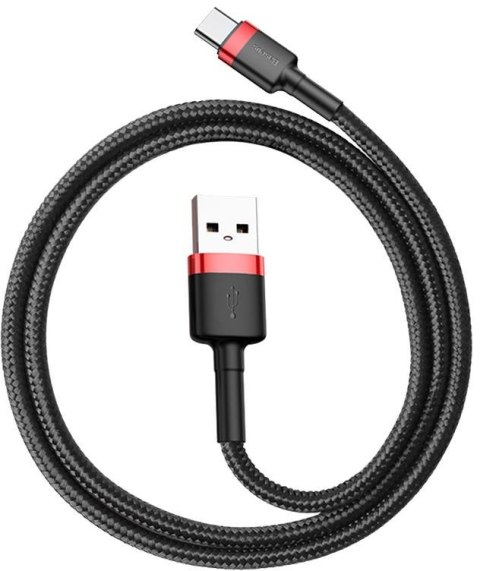 KABEL USB-A / USB-C Baseus Cafule CATKLF-A91 50cm 3A QC 3.0 CZARNO-CZERWONY W OPLOCIE