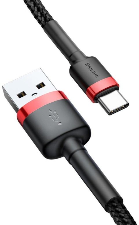 KABEL USB-A / USB-C Baseus Cafule CATKLF-U91 300cm 2A QC 3.0 CZARNO-CZERWONY W OPLOCIE