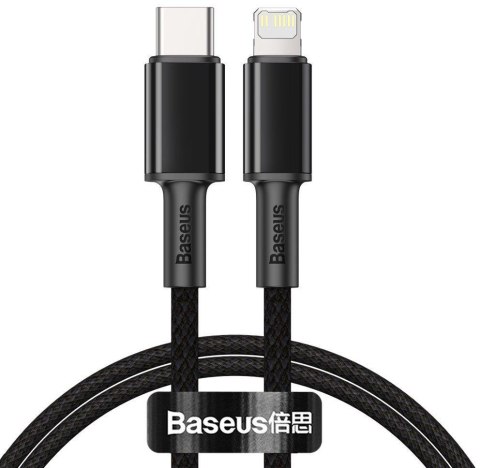 KABEL USB-C / Lightning iPhone Baseus Cafule CATLGD-01 1m 20W PD Quick Charging CZARNY W OPLOCIE