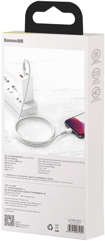 KABEL USB-C / Lightning iPhone Baseus Cafule CATLGD-02 1m 20W PD Quick Charging BIAŁY W OPLOCIE